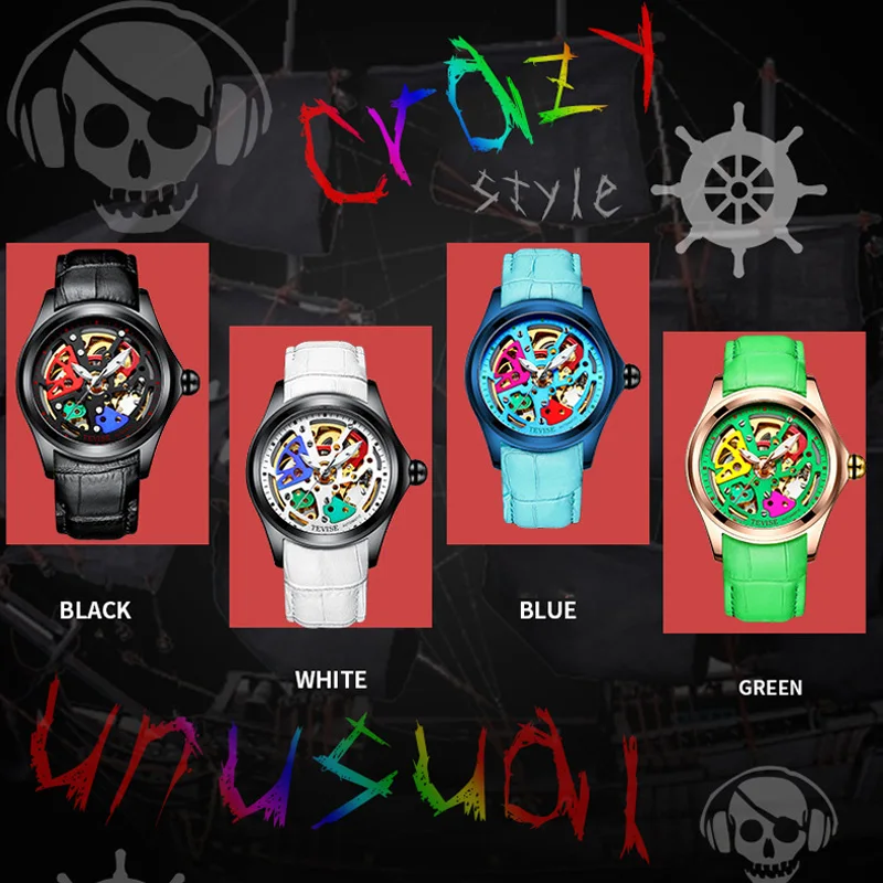 قائمة جديدة Tevise العلامة التجارية الرجال الميكانيكية ووتش التلقائية الأزياء شخصية ملونة الساعات ساعة Relogio Masculino Gi/Gl