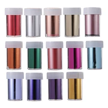 1 рулон 3D сделай сам металлическая фольга для ногтей Серебряный голографический Маникюр 14 цветов переводные наклейки для нейл-арта инструменты для красоты