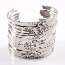 Мода надпись на заказ манжета персонализированные вдохновляющие руки отпечаток браслет с мантрой браслеты Alibaba-express