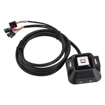 

Desktop PC case Switch Dual USB Ports Power Reset Button Audio Microphone Port