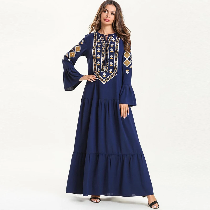 Кафтан Абая халат Дубай, Турция мусульманское платье хиджаб Абая для женщин цзилбаб Восточный халат из марокена Рамадан Elbise Исламская, молитвенная одежда