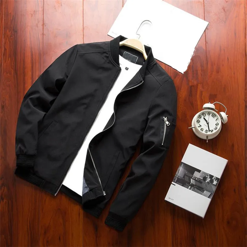 New Spring Black Bomber Jacket Men Streetwear Hip Hop Slim Jacket coat Plus Size 6XL New Spring Black Bomber Jacket Men Streetwear Hip Hop Slim Jacket coat Plus Size 6XL