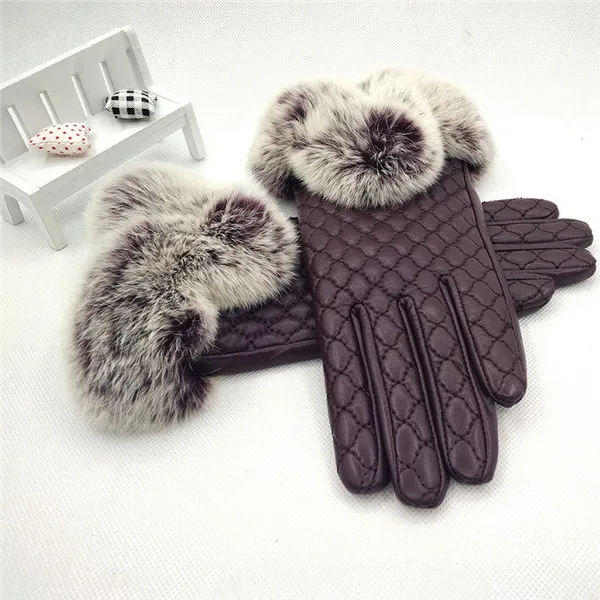 Модные брендовые женские перчатки из натуральной кожи с лисьим мехом, высококачественные перчатки из овечьей кожи, женские перчатки с сенсорным экраном G#1 - Цвет: E
