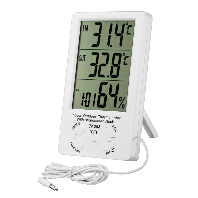 Термометр, гигрометр, будильник, цифровой ЖК-дисплей, минимальное максимальное значение, C/F, измеритель температуры и влажности, датчик 1,5 м