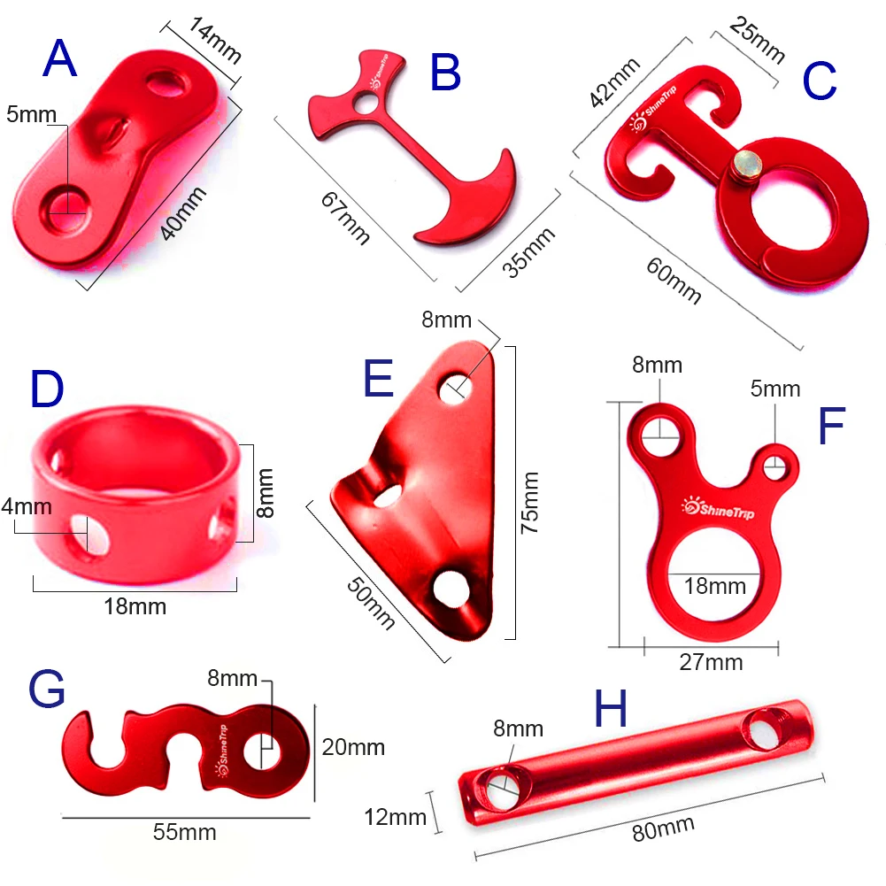 2 шт. ультра-светильник алюминиевый кемпинговый тент Пряжка крюк Открытый Туризм Портативный тент ветер стоппер для троса палатки Аксессуары красный