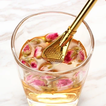 

High Quality 304 Stainless Steel Drinking Straw Filter Coffee Stirring Spoon Tea Strainer Drinking Infuser Tool Tea Accessories