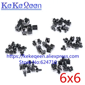 

7 Values 140pcs 6*6*4.3/5/6/7/8/9/10mm Tact Switch Tactile Push Button Switch Kit Sets DIP 4P Micro Switch High Quality