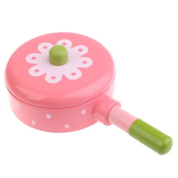 

Wooden Casserole Pan Cookware Kitchen Pretend Play Role Playing Game Educational Toys Birthday Gift for Children Kids Toddler