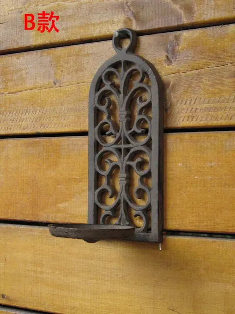 Vintage Cast Wrought Iron Wall Sconce Oil Lamp Candle Plant Holders Vintage Cast Wrought Iron Wall Sconce Oil Lamp Candle Plant Holders Victorian Wedding Home