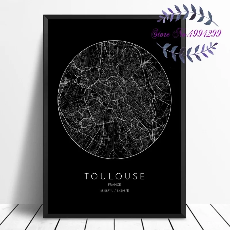 

Bordeaux Dijon Toulouse France City Map Poster Canvas Poster Home Decor No Frame
