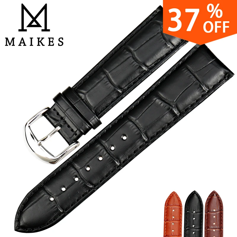 Ремешок для часов MAIKES из натуральной кожи черный браслет аксессуары Tissot 18 19 20 22 24 мм|watch accessories|watchband genuine