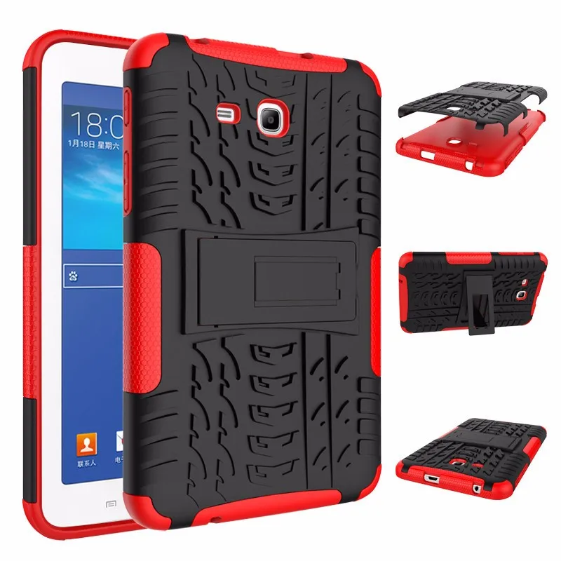 RUGGED ARMOR Samsung Galaxy Tab 3 Lite 7.0 Inch 3V T110 T111 Soft Case Casing Back Cover Silicone Shockproof Kick Stand Anti Shock