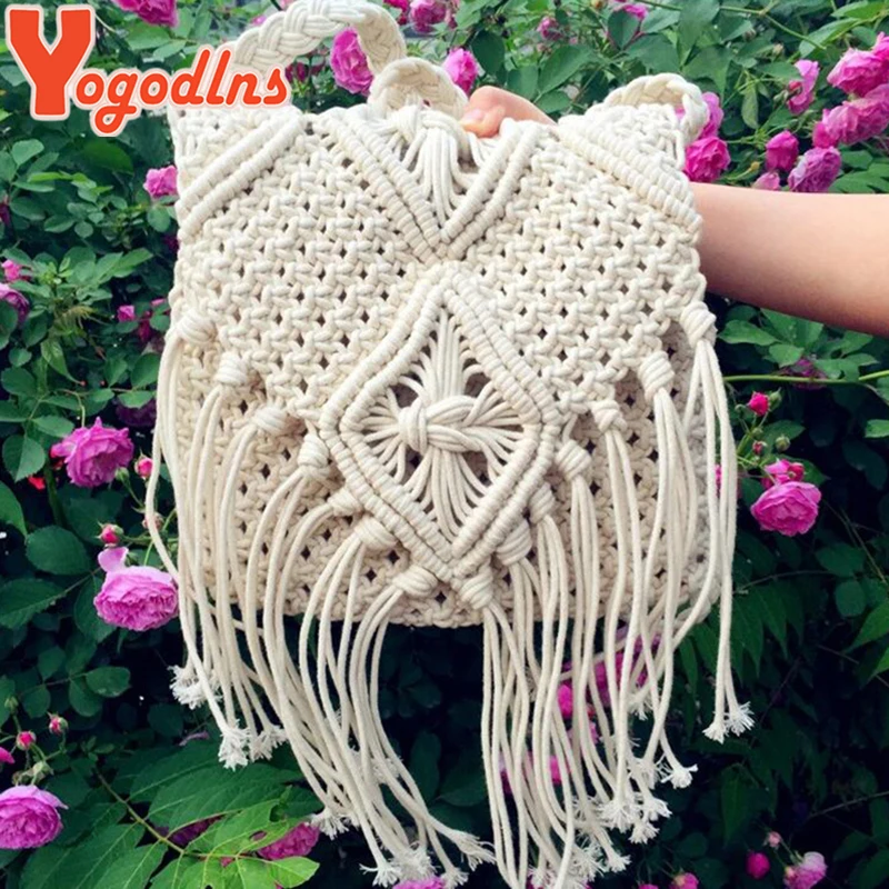 Yogodlns 2021 модная пляжная богемная сумка через плечо с кисточками bolsa feminina женская