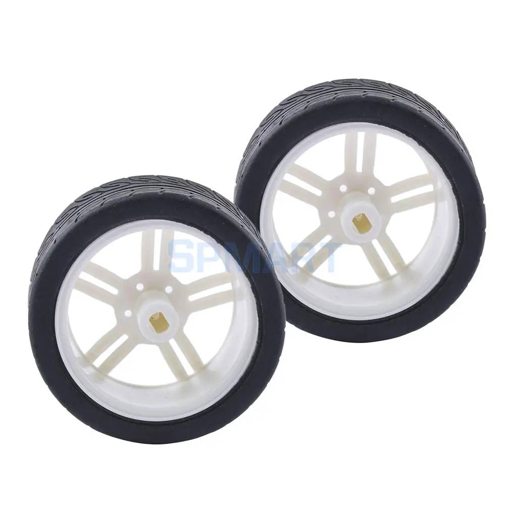 2pcs Rubber Tire TT Motor Car Wheel Smart Car Wheel for Robot Car RC Model Car Kids DIY Toy Car accessories