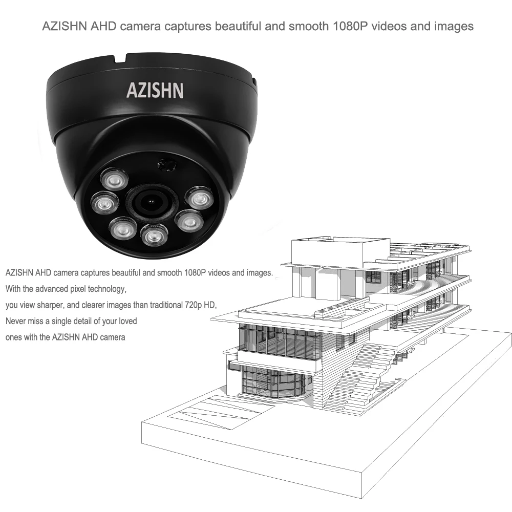 AZISHN 2.0MP 1080P Full HD Sony IMX323 Vedio камера видеонаблюдения Открытый Купол