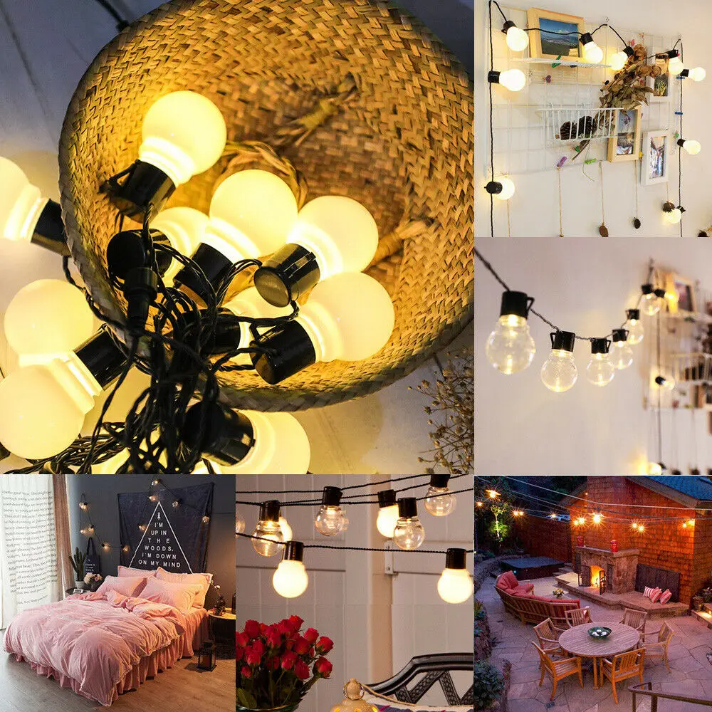 

Outdoor String Lights Patio Party Home Yard Garden Wedding Solar LED Bulbs 5M
