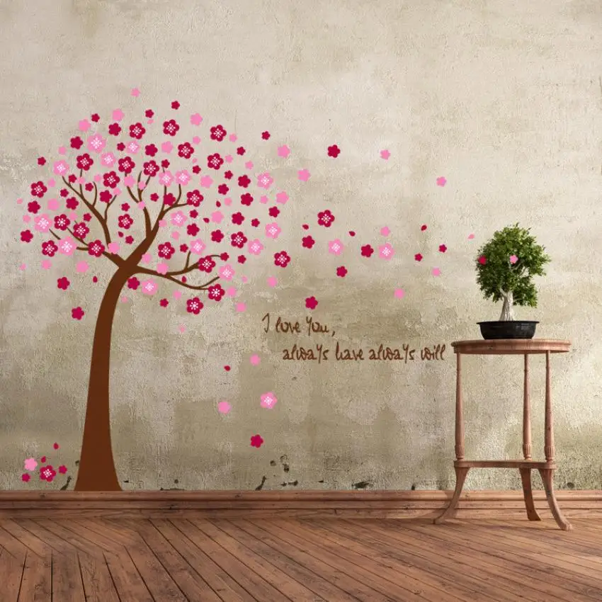 2018 Wall Stickers Pink Sakura Flower Cherry Blossom Tree Removable
