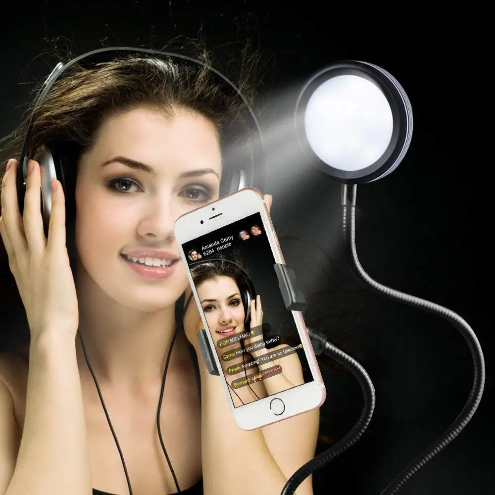 

2 in 1 Selfie LED Ring Light with Smartphone Mobile Holder for Youtube Live Stream Makeup Camera Lamp for iPhone Android