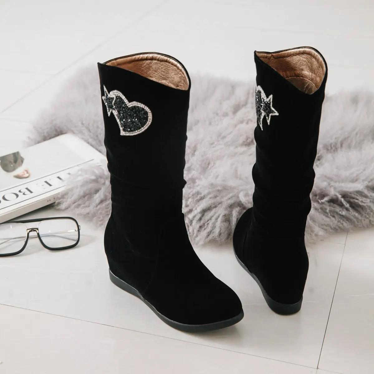 With increased within the new fashion in the fall and winter of in 43 diamond cone female boots for 40-18725