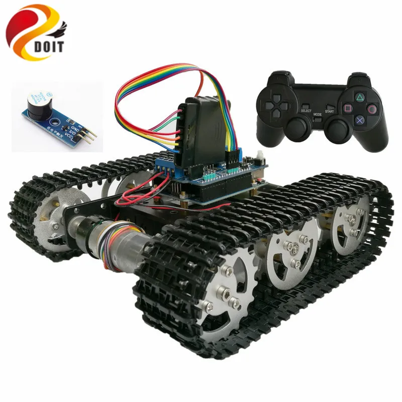 DOIT Wireless Control Smart RC Robot Kit by PS2 joystick Tank Car Chassis with Uno R3 Motor Shield DIY game playstation DOIT Wireless Control Smart RC Robot Kit by PS2 joystick Tank Car Chassis with Uno R3 Motor Shield DIY game playstation