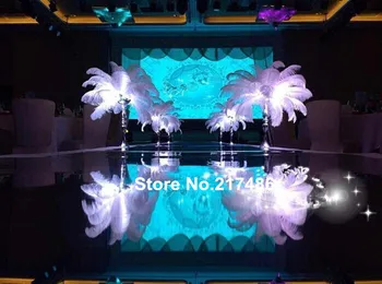 

tall sliver mental feathers flower stand centerpiece for wedding stage decoration