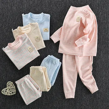 

PPXX Winter Baby Clothing Set Cotton Warm Long Sleeve T Shirt Pants Children Pajama Set Baby Underwear Kid Long Johns