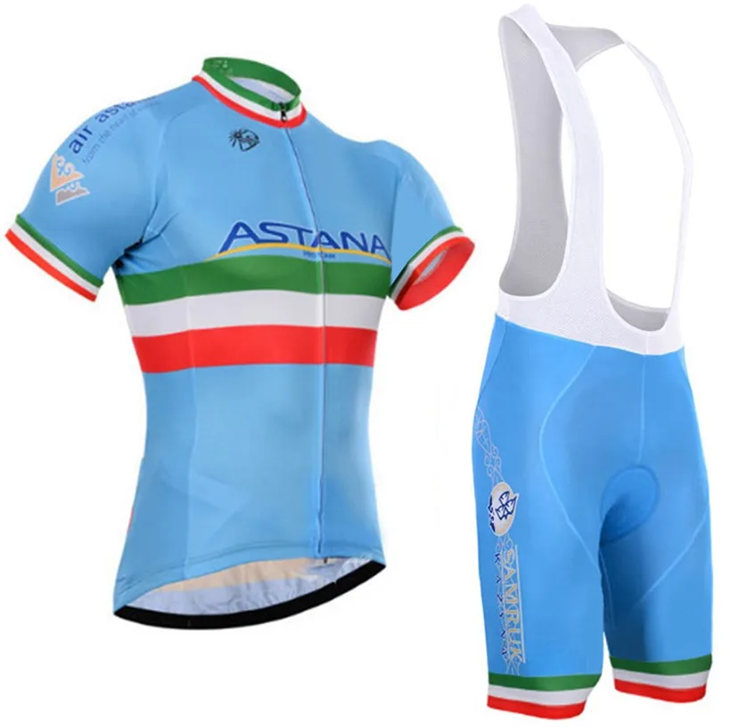 

2016 astana pro team Cycling Jersey Bib Short Sets Men Summer Cycling Clothing Kits Male Breathable Mountain Bike jerseys sets
