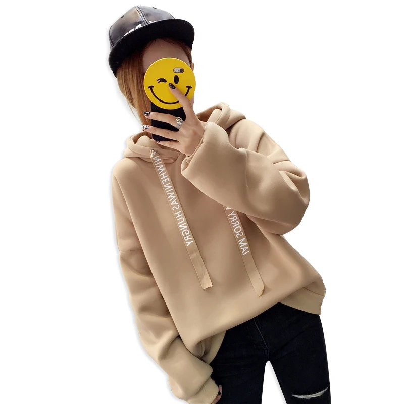 Achat 2019 russe chaud femmes sweats à capuche décontracté sweat couleur unie à manches longues ample grande taille femmes haut hiver explosion moleton