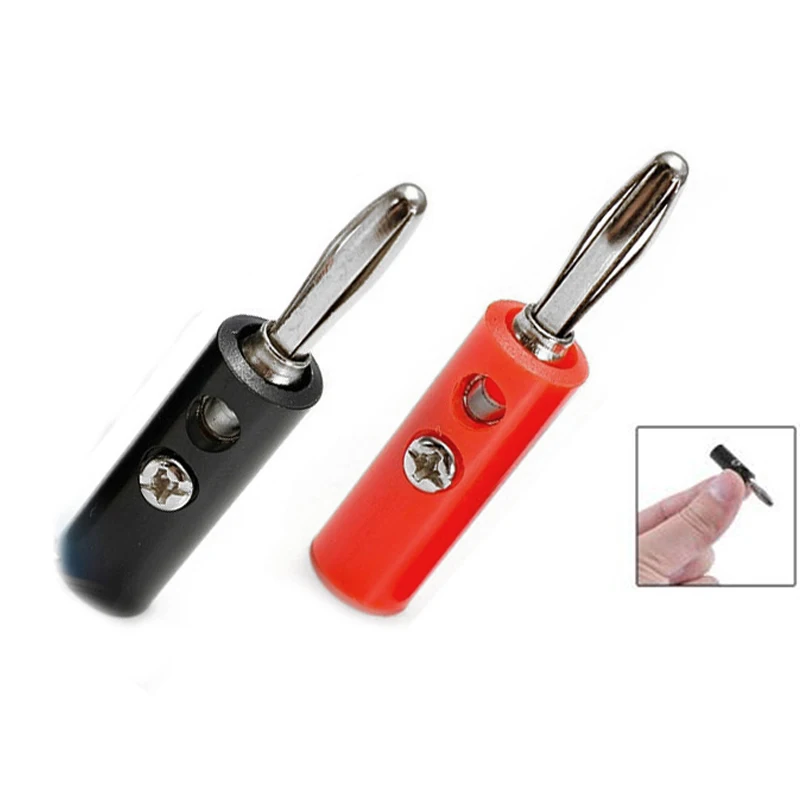 

10pcs New 4mm Banana Plug Connector Jack Screw-type Banana Head Black and Red Color LB88