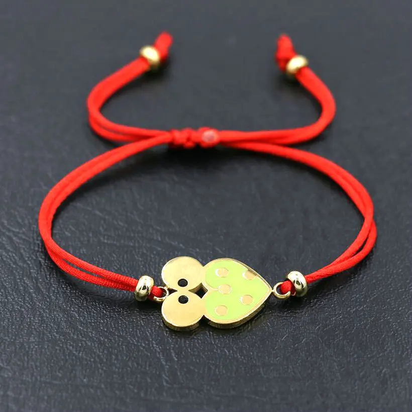 

Sweet Stainless Steel Bird Animal Parrot Owl Bracelet Men Red Rope Thread Braid Charm Bracelets For Women Couples Pulsears