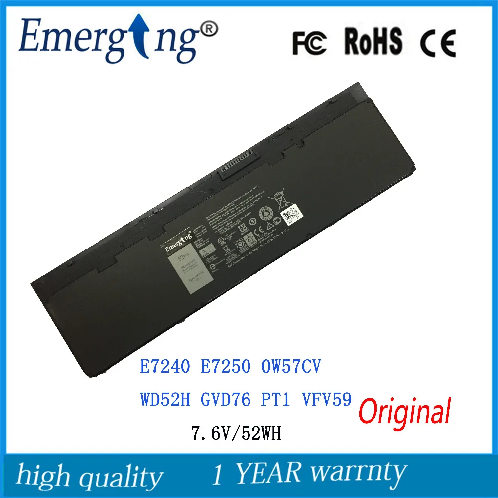 Оригинальный аккумулятор для DELL Latitude E7240 E7250 0W57CV WD52H GVD76 PT1 VFV59 7 6 В 52