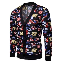 Мужские s свитера Новое поступление весна осень мужской свитер кардиган Модный повседневный тонкий принт с длинными рукавами свитер кардиган