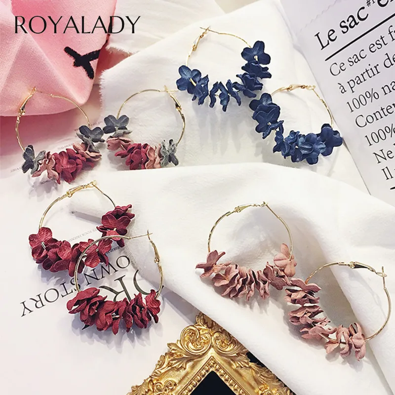 

Korean Cute Flower Earrings For Women Girls Jewelry Fashion Golden Round Circle Sweet Statement Drop Earring Brinco Accessory
