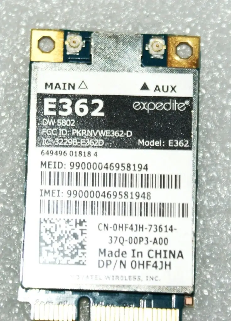 Network Cards Dell HF4JH E362 DW5802 LTE/WWAN Mobile Broadband 4G