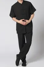 Black Male Linen Cotton Classic Tang Suit Chinese Kung Fu Sets Traditional Suit Dropshipping S M L XL XXL XXXL LG20