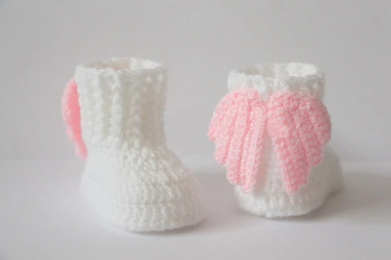 Botines de ganchillo para bebé, zapatos de bebé, de invierno, calcetines, alas, Ángel, blanco, rosa, regalo para baby shower 12m 9cm,11cm, envío gratis|shower baby head garden hosegift bags for