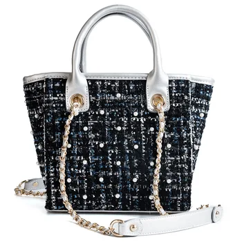 

Chain women's bag, fashion plaid fashion hand-held shopping bag, 2019 new spring chain single shoulder portable lady bag