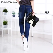 Новые женские повседневные синие с высокой талией Большие размеры сексуальные джинсы с дырками корейские джинсы женские 5XL