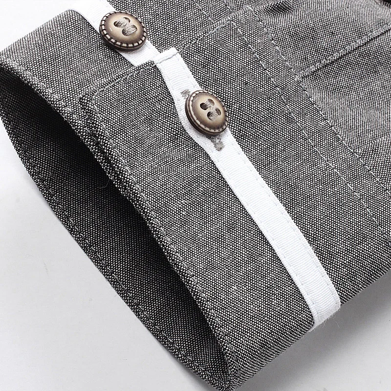 Goedkoop MIACAWOR Effen Kleuren Shirt Mannen Lente Lange Mouw Camisa Masculina Stand Kraag Casual Shirts Slim Fit Chemise Homme MC278