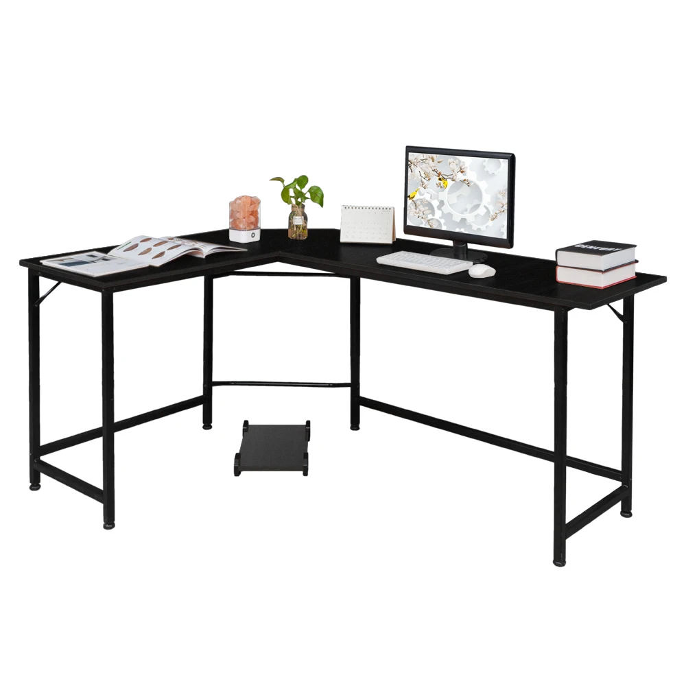 Modern Corner L Shaped Computer Desk With Keyboard Tray Pc Laptop