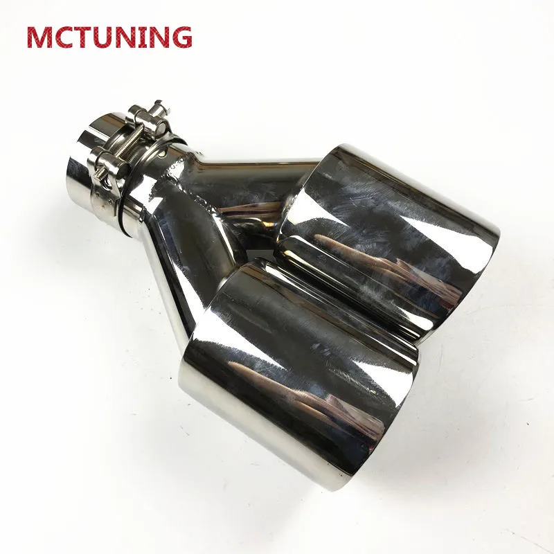 

All Size: 1PCS Y Model Dual Universal Exhaust Tips Full Glossy Stainless steel Exhaust Dual Tail Tips