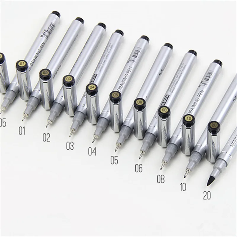

10 Tip Sizes Micron Neelde Drawing Pen Waterproof Pigment Fine Line Sketch Markers Pen For Writing Hand-Paint anime Art Supplies