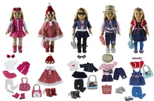 5 pcs Roupa Da Boneca + 2 Pares Óculos + 5 Pares Sapatos + Meias + saco + 2 5 3 chapéu para 18 18”garota Americana Bitty Baby Doll S20