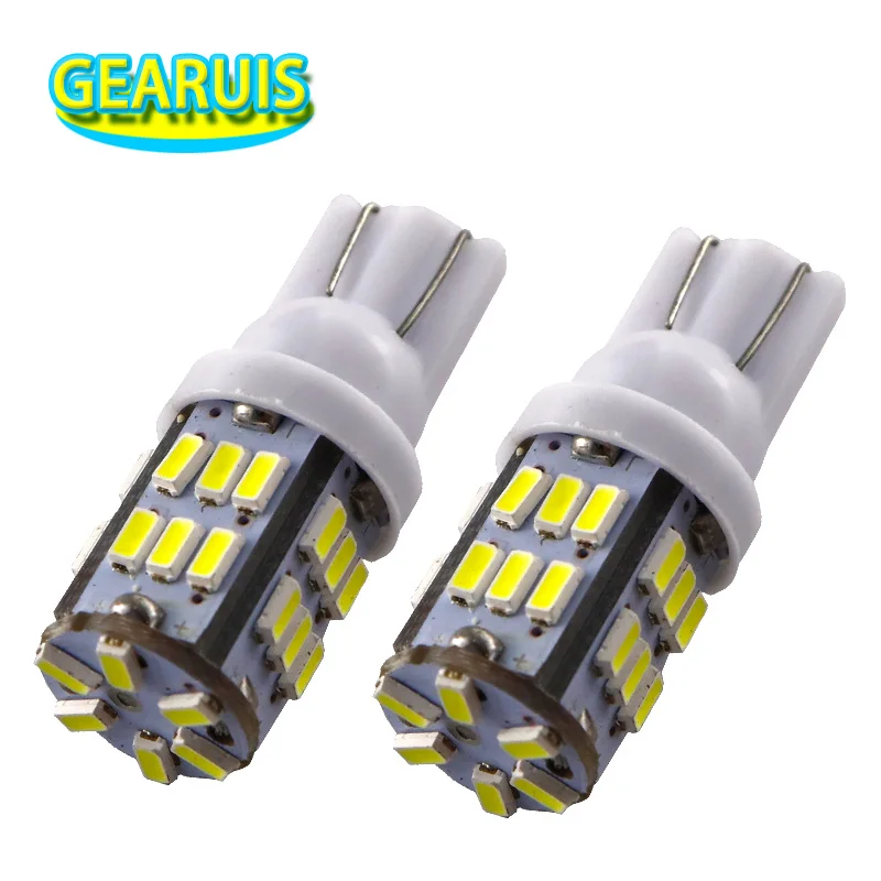 

50 шт./лот Авто T10 LED 30 SMD 3014 2W 0.15A W5W 194 168 501 Клин ламп накаливания для боковые габаритные светло-голубой красный 12V