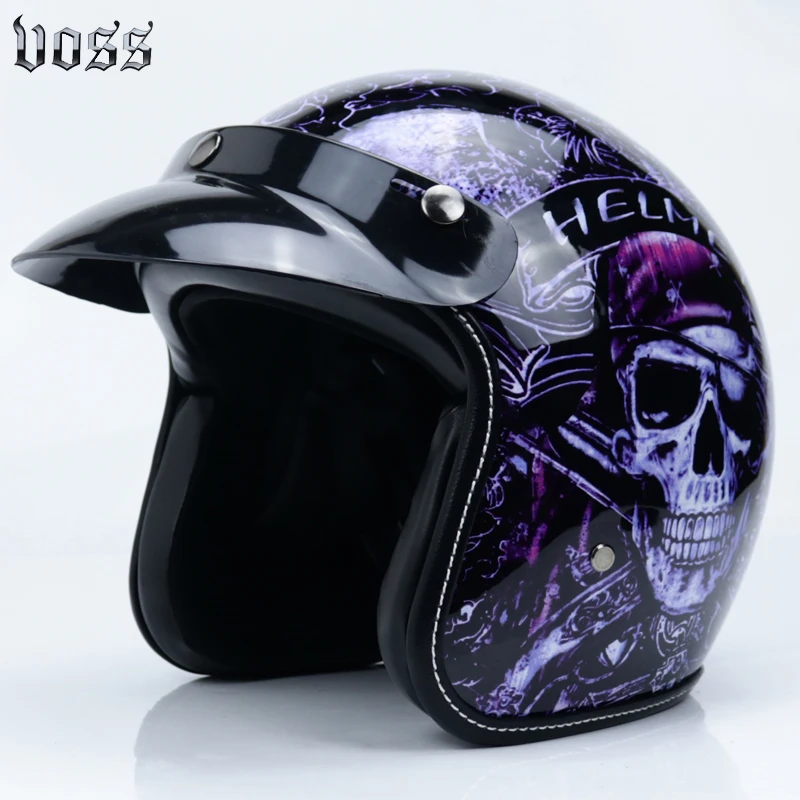 VOSS, Ретро стиль, мотоциклетный шлем с открытым лицом, Ретро стиль, 3/4, полушлем, мотоциклетный шлем, мотоциклетный шлем с крестом, в горошек - Цвет: 1A