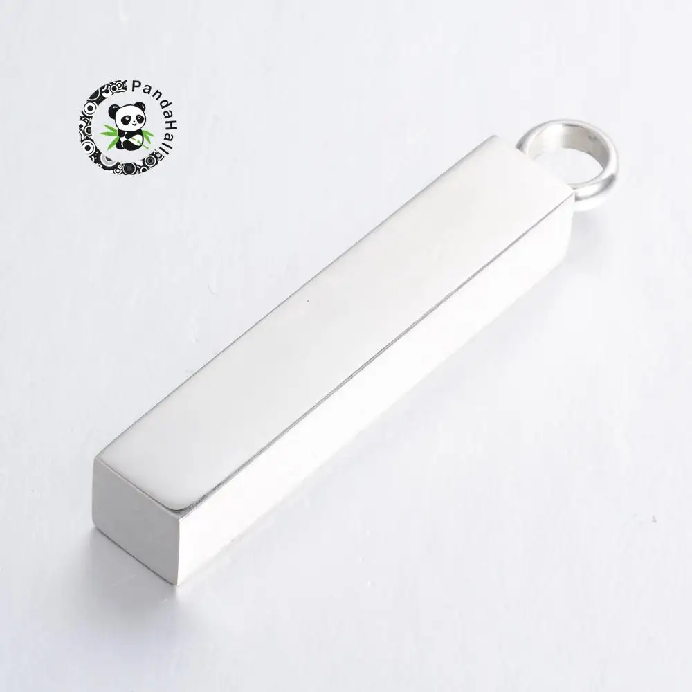 

Cuboid 304 Stainless Steel Male Female Unisex Jewelry Pendants, Stainless Steel Color, 36x6x6mm, Hole: 4mm
