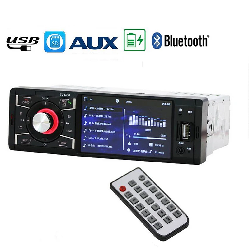 Авто Радио Bluetooth аудио плеер Авто радио тюнер 1 DIN с HD цифровым экраном FM MP3 MP4 плеер обратное USB зарядное устройство