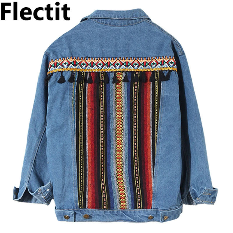 tribal embroidered jeans