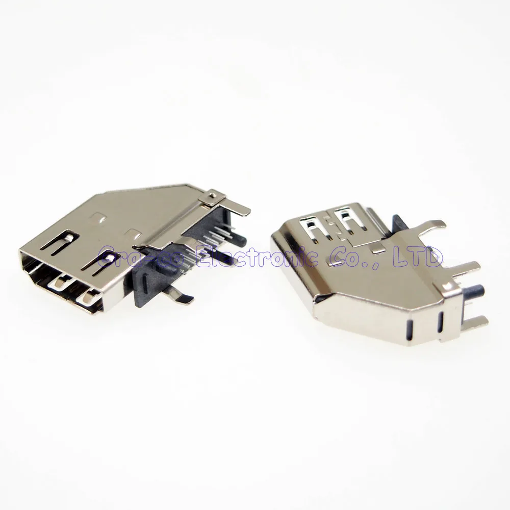 Шт. 10 шт. HDMI Jack гнездо Тип 19 P сторона вертикальная 4 Fix средства ухода за кожей стоп 90 градусов DIP
