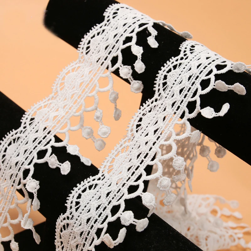

H019 Polyester Milk Silk Lace Trim Tassel Wedding Embroidered Dress Diy Curtain Handmade Patchwork Ribbon Sewing Supplies Crafts